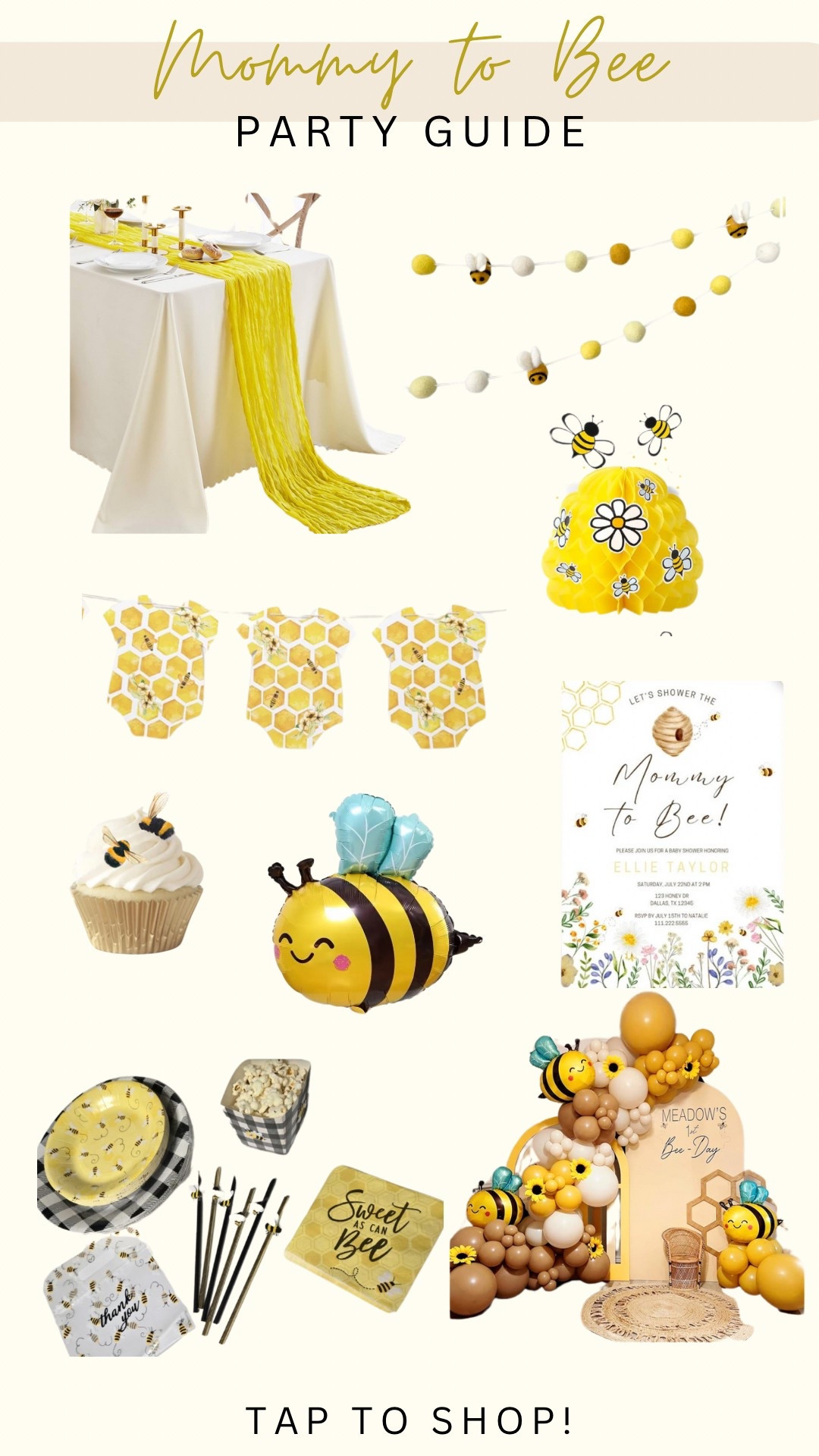 Mommy To Bee party guide/decor!🐝💛🖤  #mommytobee #beethemebabyshower #beethemepartydecor #etsypartydecor #amazonpartydecor 

#LTKParties #LTKBaby #LTKBump