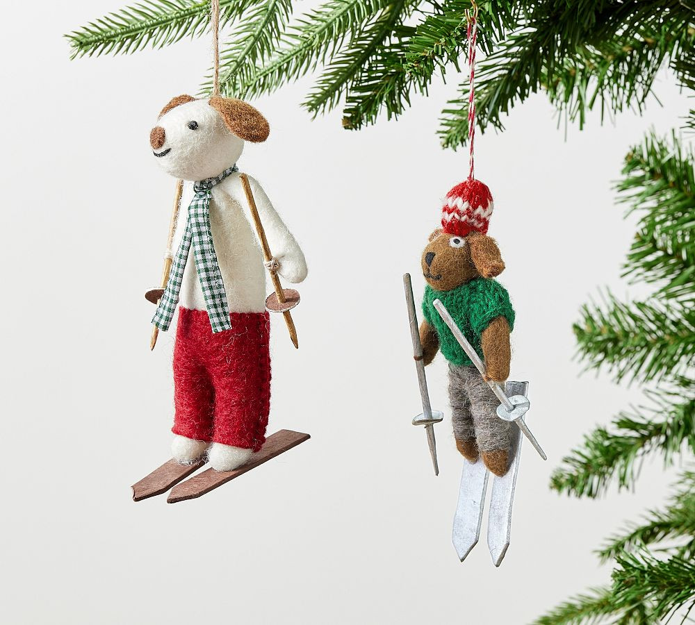 Felt Dog on Skis Ornament | Pottery Barn (US)