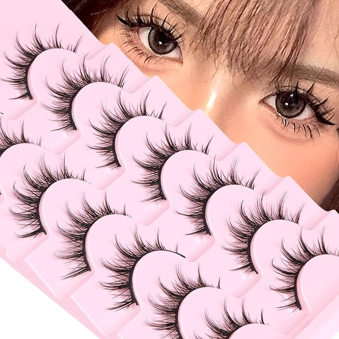 Manga Lashes Natural Look False Eyelashes Anime Lashes Mink Wispy Fluffy Spiky 3D Volume Eyelashe... | Amazon (US)