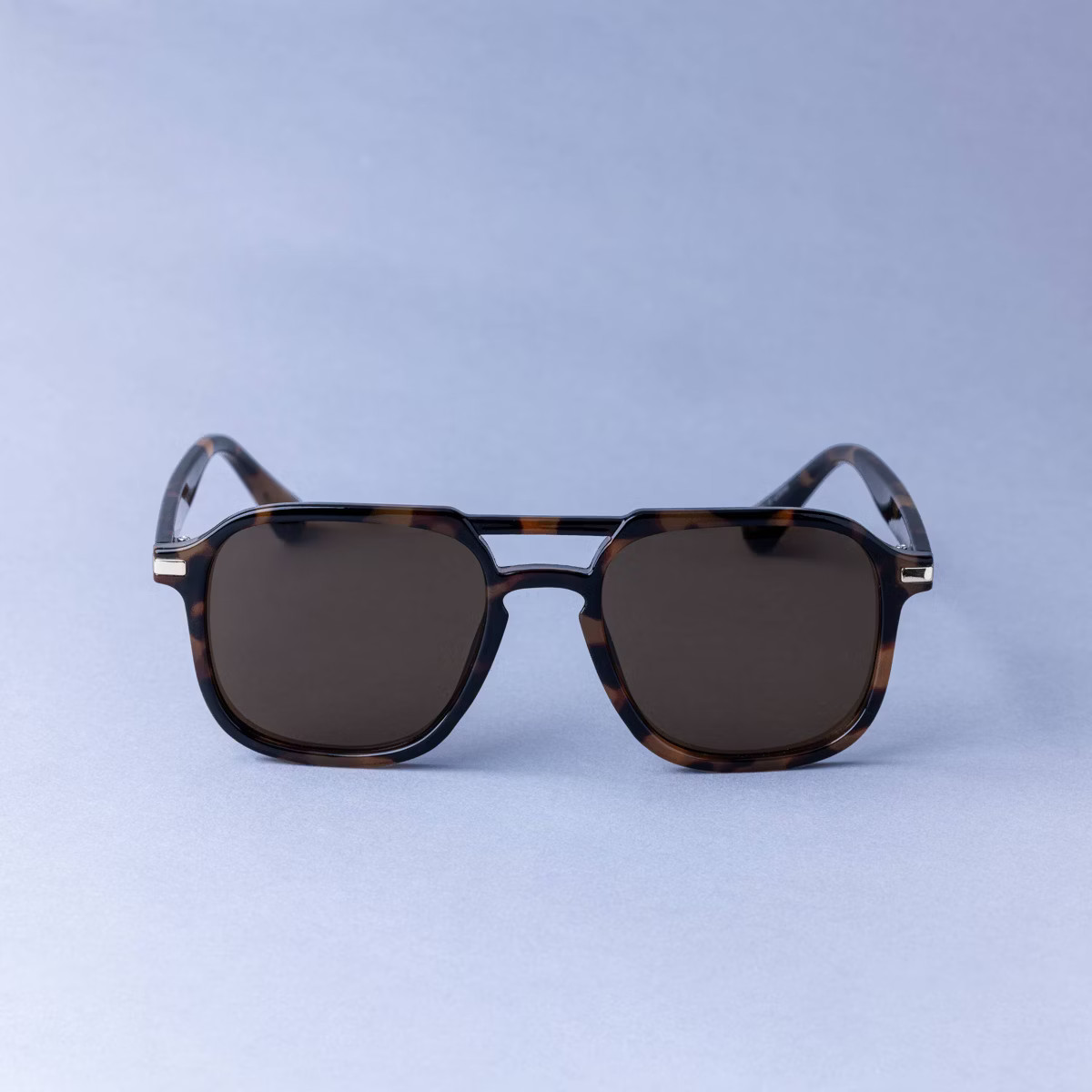 Men's Plastic Tortoise Shell with Metal Aviator Sunglasses - Goodfellow & Co™ Brown: Medium Fit... | Target