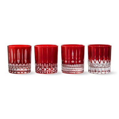 Wilshire Jewel Cut Red Double Old-Fashioned Glasses, Set of 4 | Williams-Sonoma