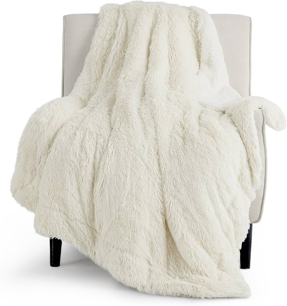 Bedsure Faux Fur Cream Throw Blanket – Fuzzy, Fluffy, and Shaggy Cream Blankets, Soft and Thick... | Amazon (US)