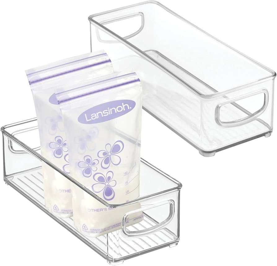 mDesign Small Plastic Nursery Storage Container Bins with Handles for Organization in Cabinet, Cl... | Amazon (US)