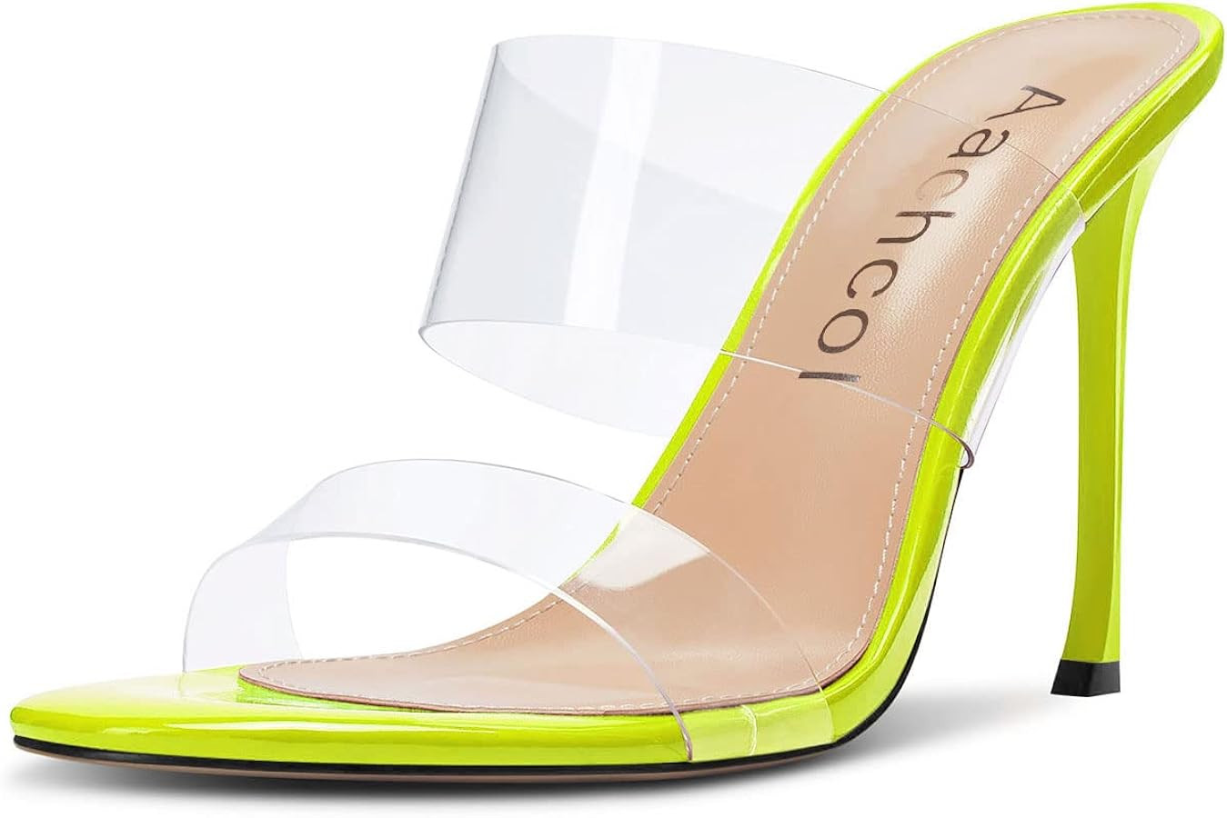 Aachcol Women Stiletto High Heel Clear Sandals Peep Open Toe Slip-on Dress Shoes Party Wedding Pa... | Amazon (US)