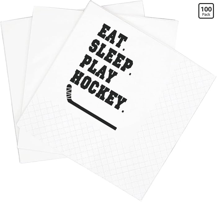 SharkBliss Funny Hockey Quotes Cocktail Napkins, 100 Pack - Eat. Sleep. Play Hockey Saying Dispos... | Amazon (US)