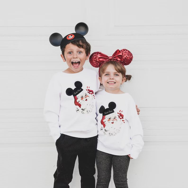 Mickey Ears Holiday Santa Sweatshirt • Toddler, Kids + Adult Sizes • Disney World Sweatshirt ... | Etsy (US)