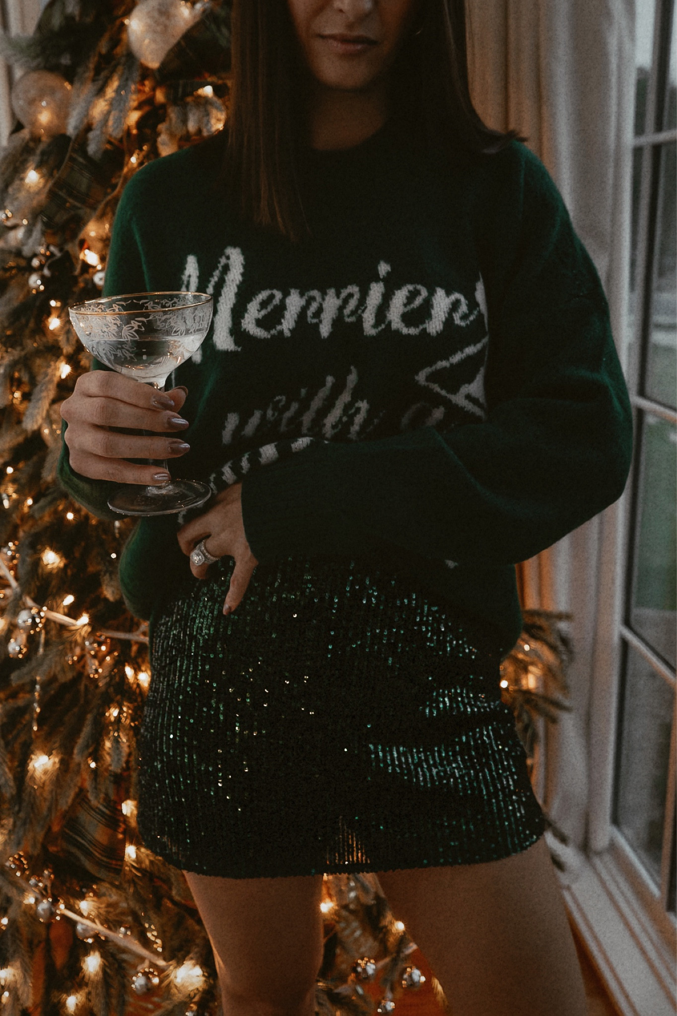 Holiday party outfit! Skort runs TTS! I’m wearing a small. The sweater is super oversized, wearing a small and have it tucked in! Would be so cute for a girls gathering - you can put tights underneath it as well! 20% off right now with code “SITEWIDE20” 

#LTKHoliday #LTKstyletip #LTKCyberWeek