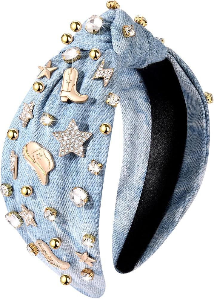 MOLOCH Western Headband for Women Cowgirl Boot Hat Star Hairband Crystal Knotted Headband Nashvil... | Amazon (US)