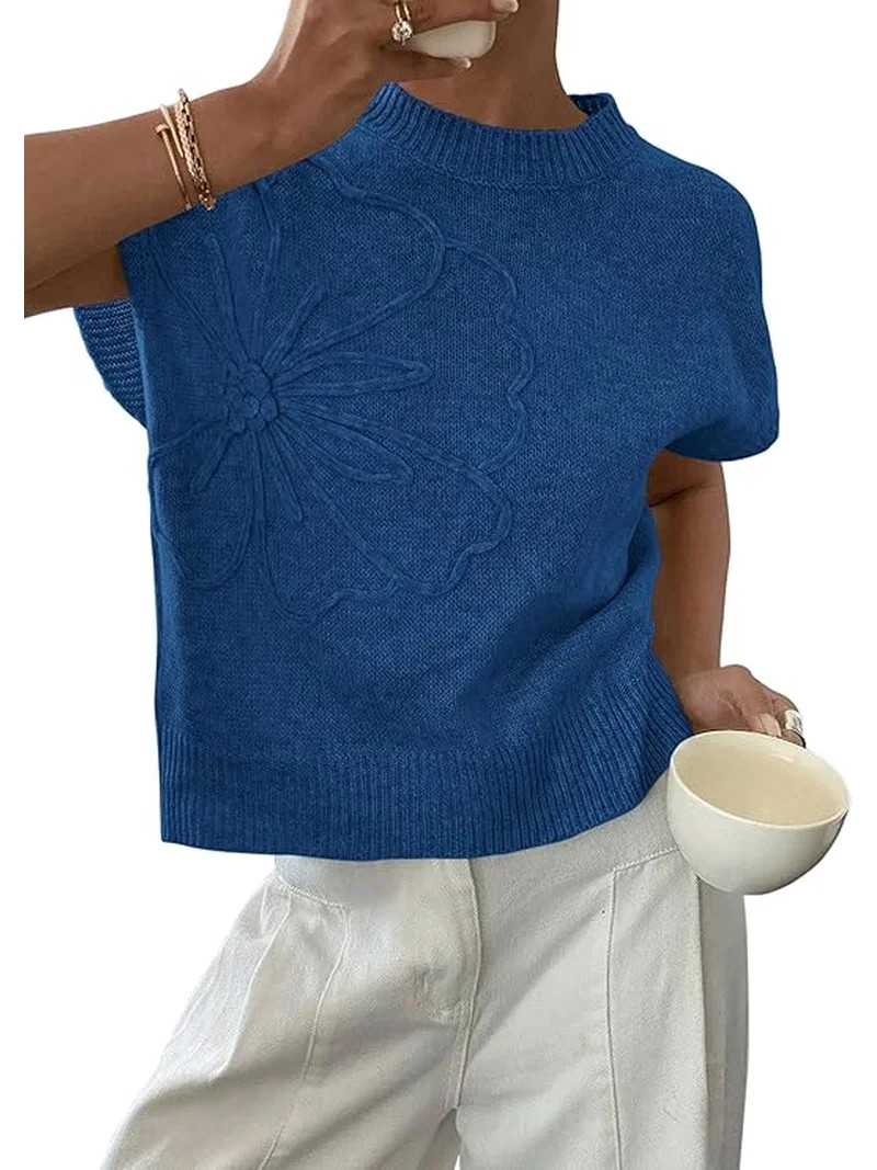 PRETTYGARDEN Women's Spring Sweater Vest Trendy Flower Knit Short Sleeve Cute Pullover Tank Tops ... | Walmart (US)