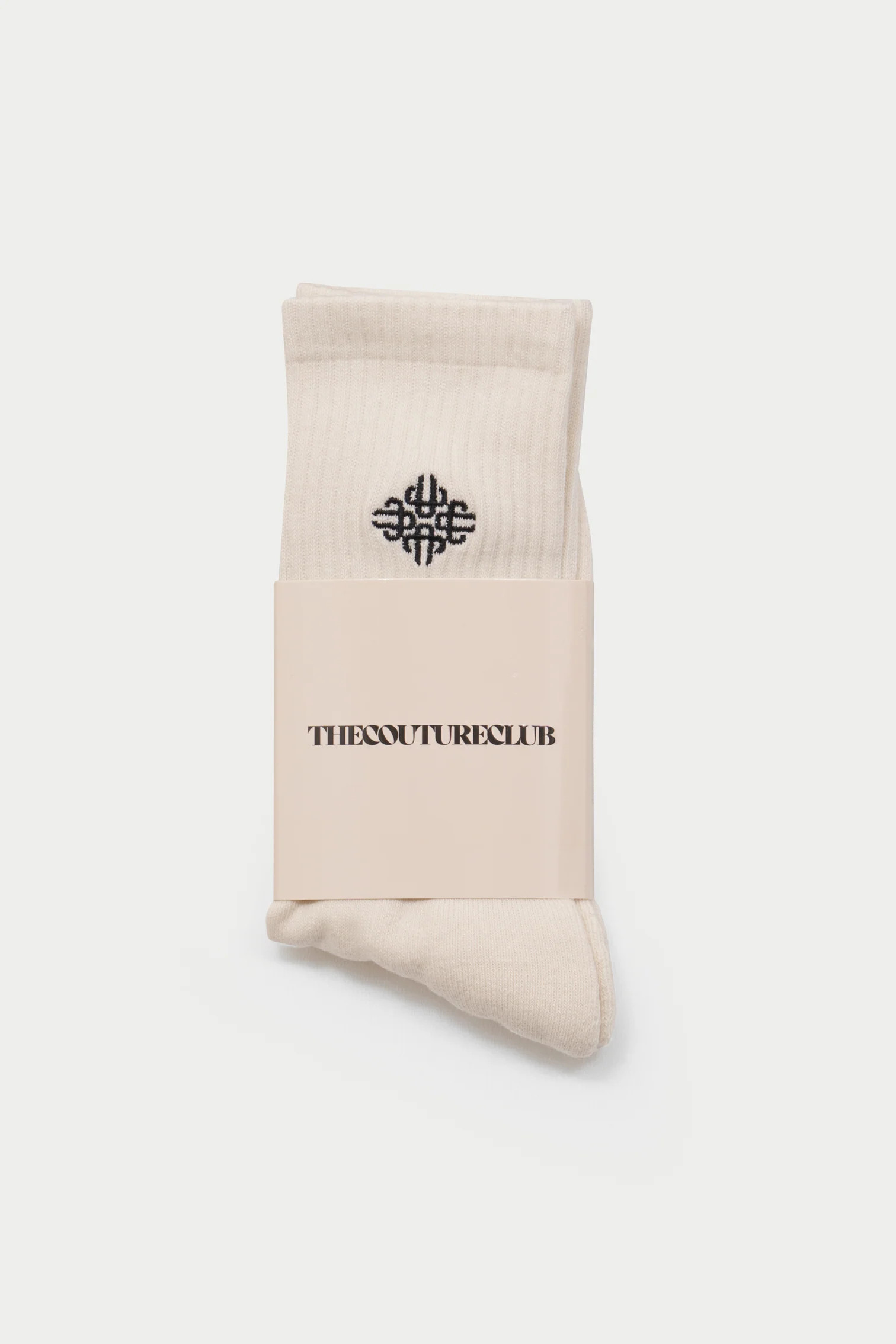EMBROIDERED EMBLEM SPORTS SOCK - OFFWHITE | The Couture Club