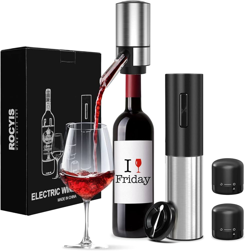 Electric Wine Opener-Rocyis Wine Gift Set-Electric Wine Aerator Pourer-Wine Dispenser Battery Ope... | Amazon (US)