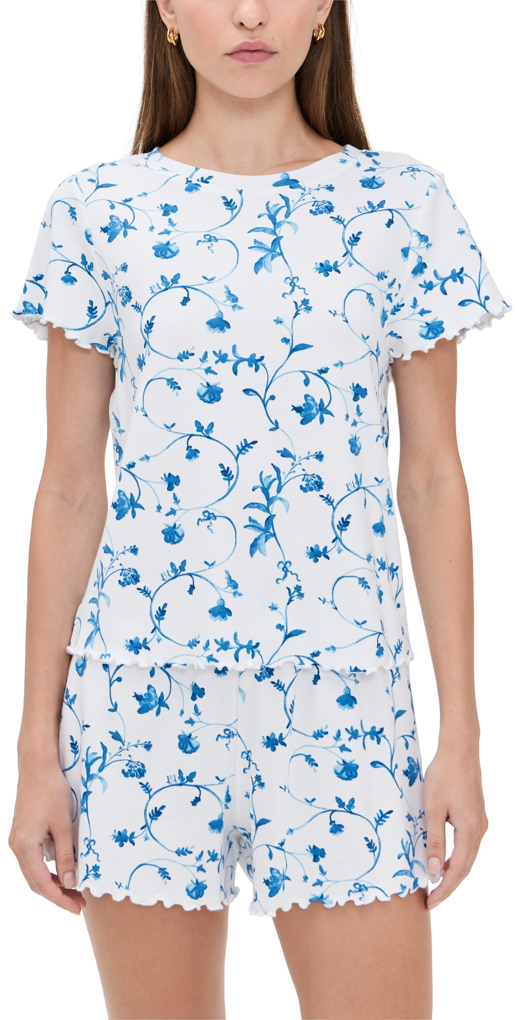 Hill House Home The Nina Short Pajama Set Blue Botanical XXL | Shopbop