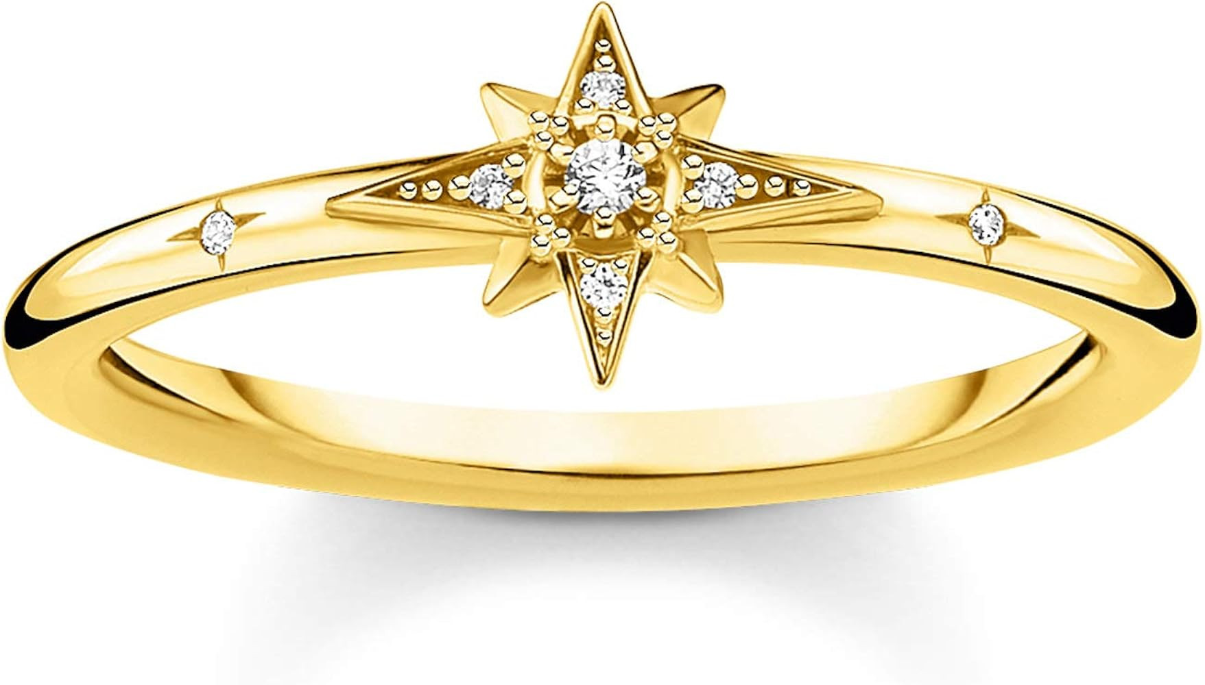 Thomas Sabo Ring star stones gold 925 Sterling Silver, 18k Yellow Gold Plating | Amazon (UK)