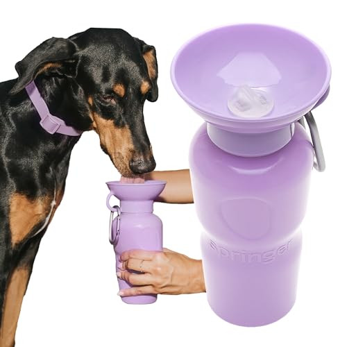 Springer Dog Water Bottle | Portable Travel Water Bottle Dispenser for Dogs | Dog Gift Seen on Oprah's Favorite Things, Shark Tank | Leak-Proof Bottles Fill Bowl with Water | BPA-Free 22oz Lilac | Amazon (US)