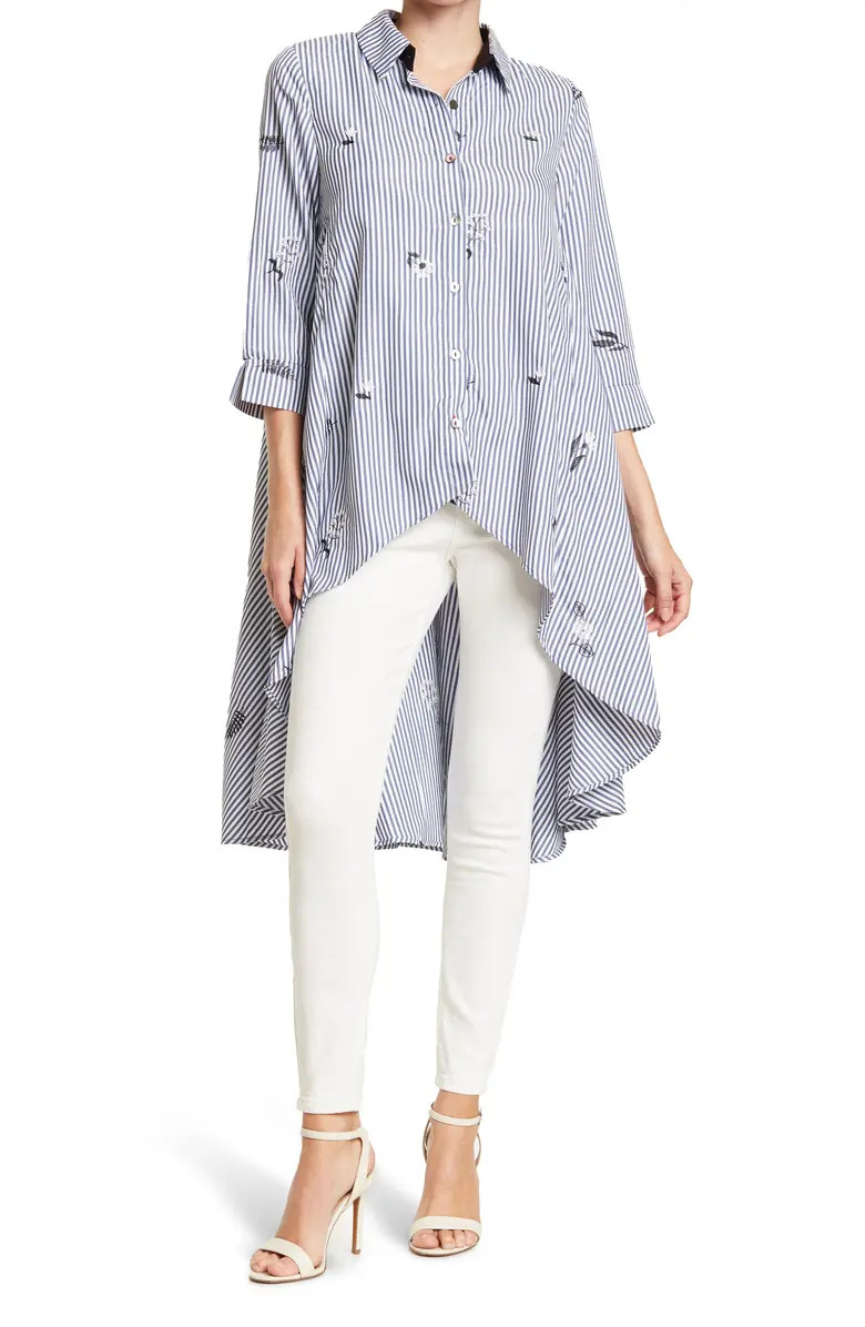 High/Low Stripe Button Front Blouse | Nordstrom Rack