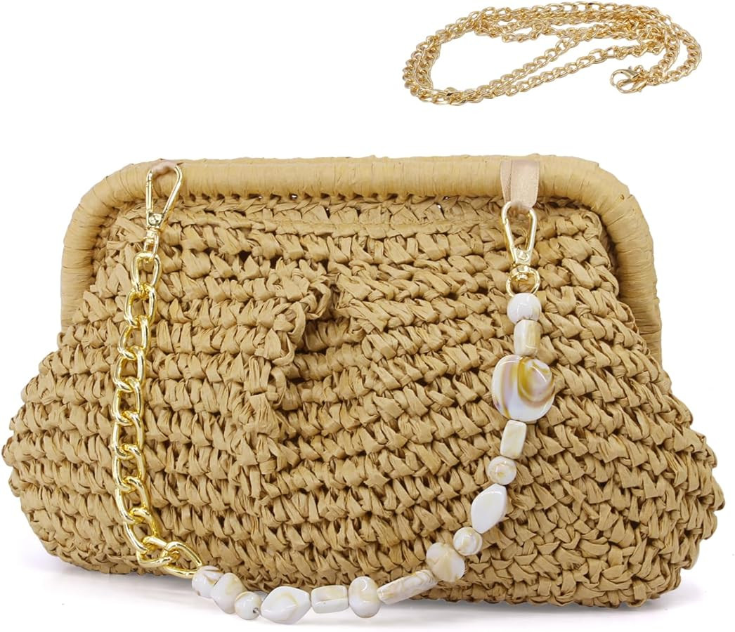 Aovtero Straw Purses for Women Crossbody Bag Small Woven Clutch Summer Beach Handbags Dumpling Ba... | Amazon (US)