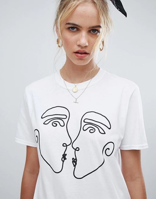 Reclaimed Vintage inspired t-shirt with kissing faces print | ASOS UK