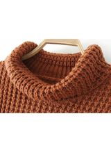 'Retta' Cognac Ribbed Cropped Turtleneck Sweater | Goodnight Macaroon