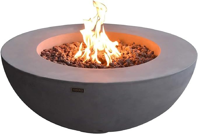 Elementi Lunar Bowl Cast Concrete Fire Table, Outdoor Fire Pit Fire Table/Patio Furniture, Stainl... | Amazon (US)