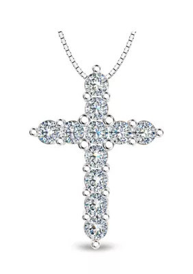 Diamaison 1/2 ct. t.w. Diamond Cross Pendant in Sterling Silver | Belk
