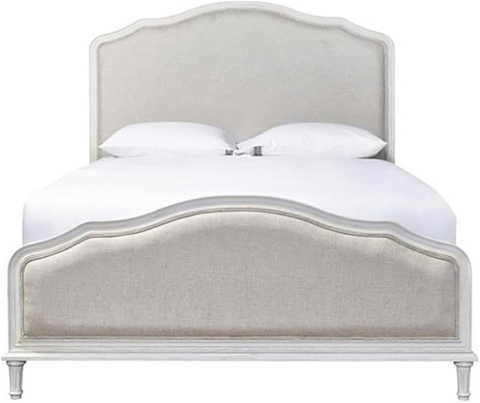 Beaumont Lane Transitional Fabric Upholstered King Size Bed in Distressed White | Amazon (US)