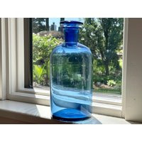 Vintage Two-Part Seam Blue Apothecary W/Glass Stopper, Wedding Decor, Vintage Medicine Bottle | Etsy (US)