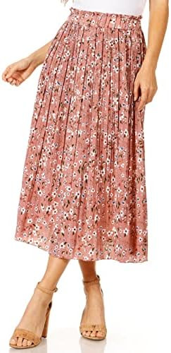 Simlu Pleated Midi Skirts for Women with Pockets, Elastic High Waisted Skirt Reg & Plus Size Wome... | Amazon (US)