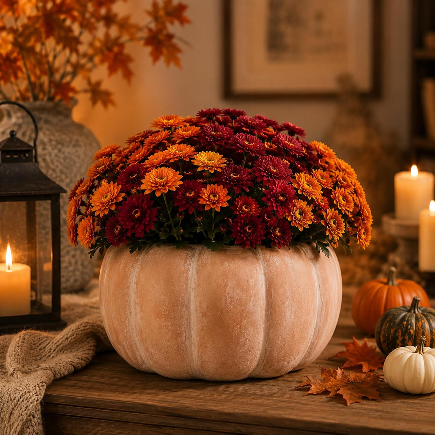 Vesici Terracotta Pumpkin Planter, Fall Decor Pumpkin Vase | Amazon (US)