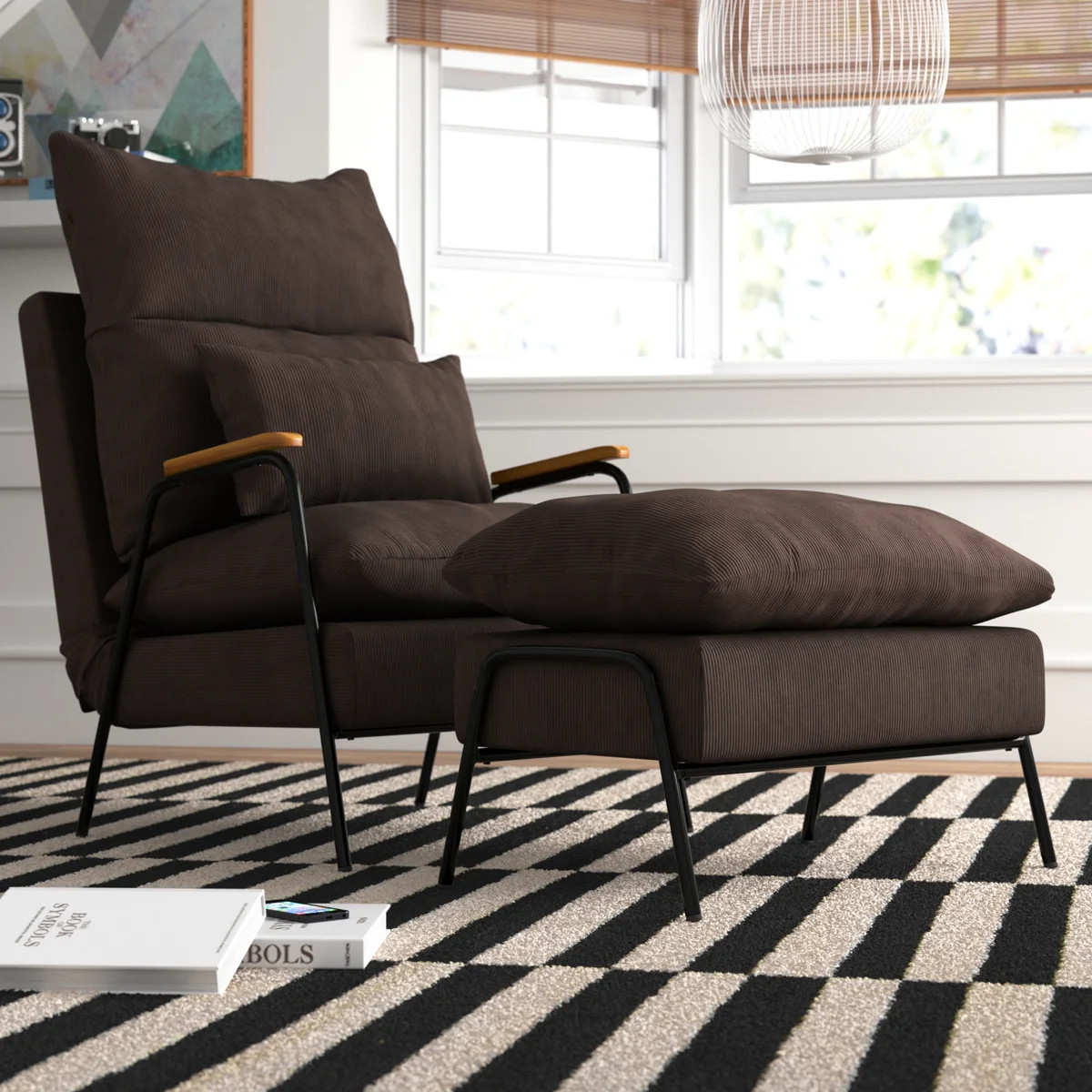 Modern Accent Recliner with Ottoman, Linen Fabric Armchair with Adjustable Backrest and Pillow | Wayfair North America