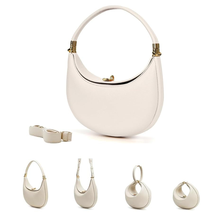 Lushandy PU Leather Crescent Bag and Women's Luna 4-in-1 Shoulder Bag, Half Moon Bag, Hobo Clutch | Amazon (US)