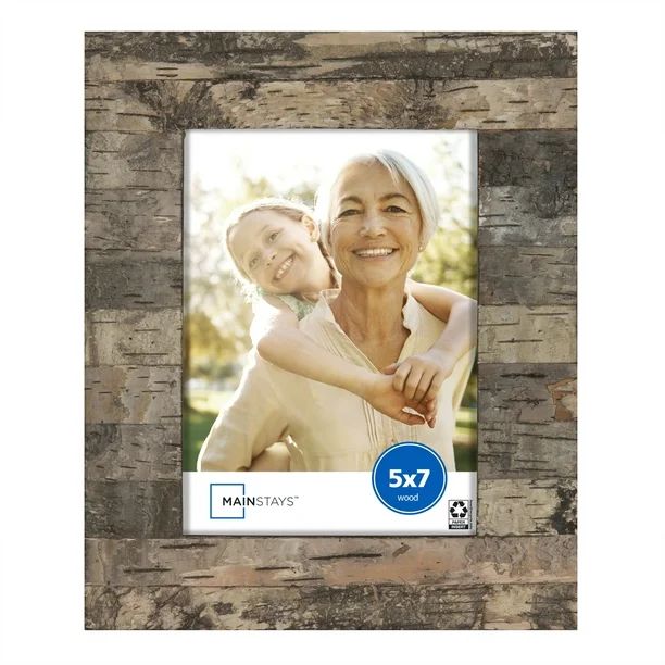 Mainstays 5x7 Rustic Bark Tabletop Picture Frame | Walmart (US)
