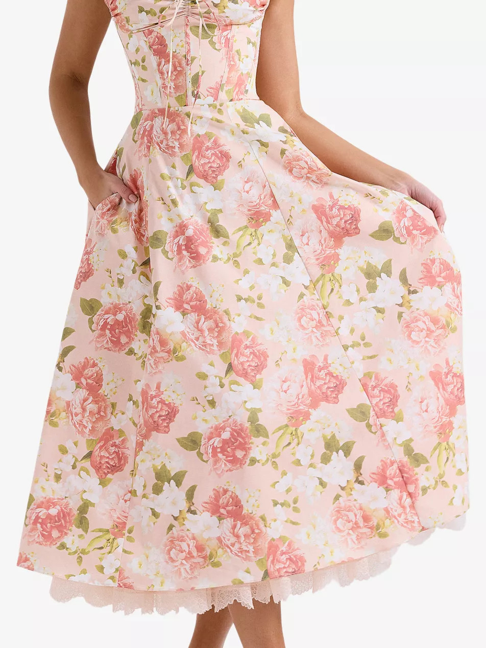 Rosalee floral-print stretch cotton-blend midi dress | Selfridges
