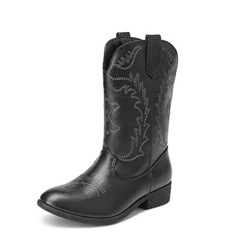 DREAM PAIRS Cowgirl Cowboy SDBO214K Western Boots Boys Girls Mid Calf Riding Shoes Black Size 11 Little Kid | Amazon (US)