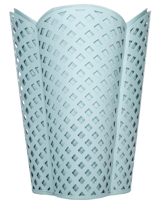 Slate Blue Lattice Wastepaper Basket: Final Sale | The Enchanted Home