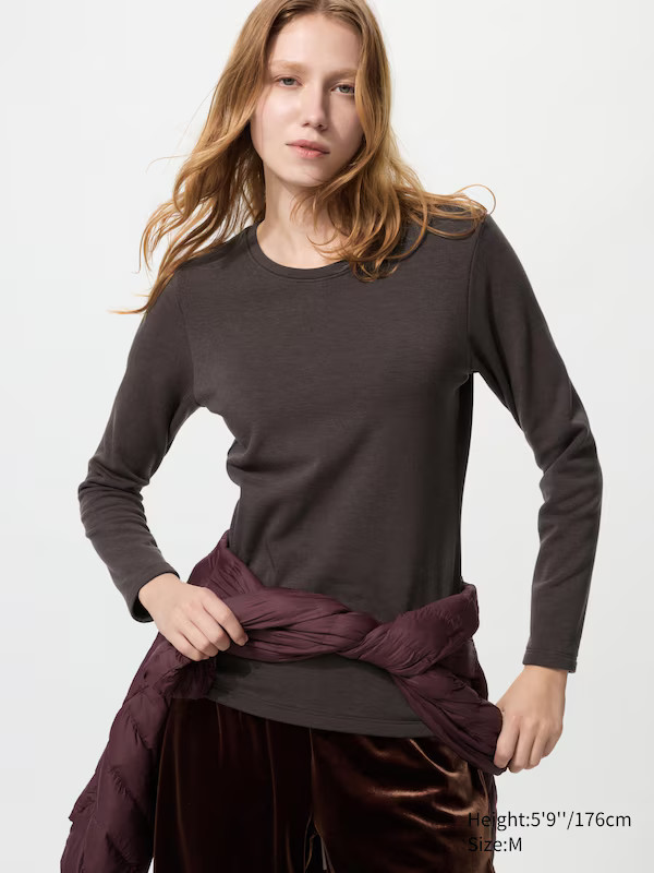 HEATTECH Ultra Warm Crew Neck T-Shirt (Long Sleeve)BestsellerColour: 37 BROWNSize: Women SXXSXSSM... | UNIQLO (UK)