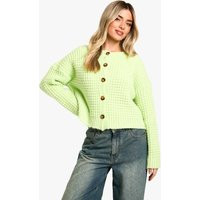 Womens Premium Chunky Stitch Button Down Knitted Cardigan - Green - M | boohoo (US & Canada)