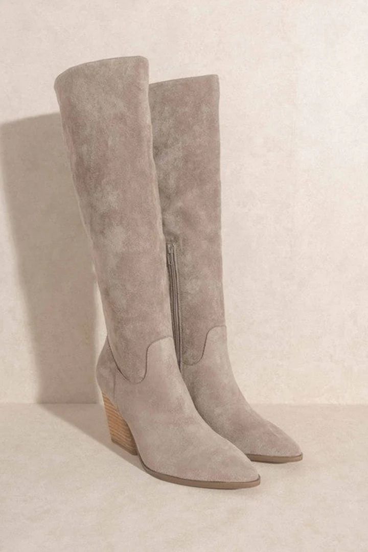 Lacey Knee High Western Boots - Grey | Petal & Pup (US)
