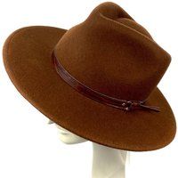 Felt Fedora Hat, Flat Brim Hat For Man, Brown Wide Brim, Felt Men's | Etsy (US)