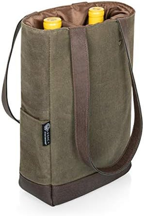 LEGACY - a Picnic Time Brand 2 Bottle Insulated Wine Bag - Distressed Waxed Canvas Wine Tote Bag - W | Amazon (US)