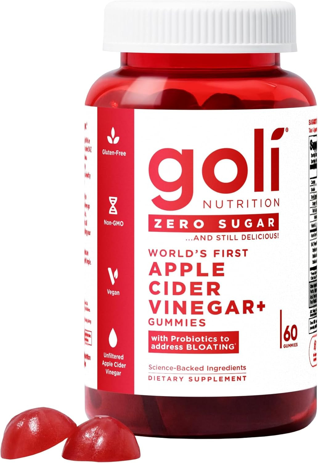 Goli Zero Sugar Apple Cider Vinegar Gummies - ACV with Vitamin B12 and Probiotics - No Sugar Alcohols - Vegan, Keto-Friendly, Gluten-Free | Amazon (US)