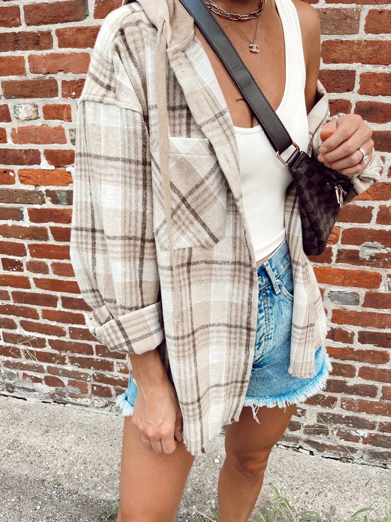 Paislee Plaid Hooded Flannel | She Is Boutique