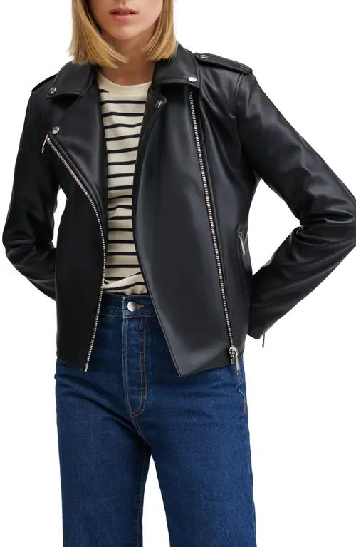 MANGO Faux Leather Biker Jacket in Black at Nordstrom, Size Xx-Small | Nordstrom