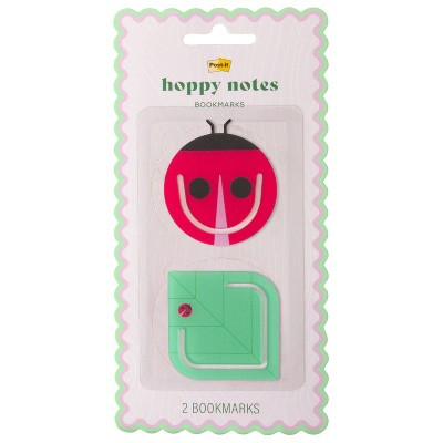 Post-it 2pk Hoppy Notes Ladybug and Green Leaf Bookmarks | Target