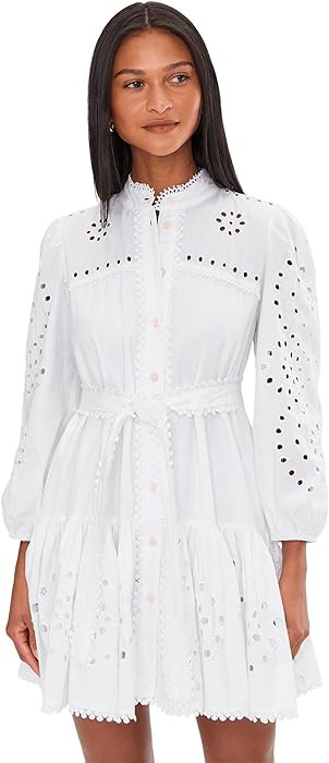 Avec Les Filles Women's Long Sleeve Button Down Eyelet Shirt Dress | Amazon (US)