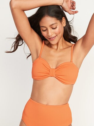 Textured-Rib Cinch-Front Bikini Swim Top for Women | Old Navy (US)