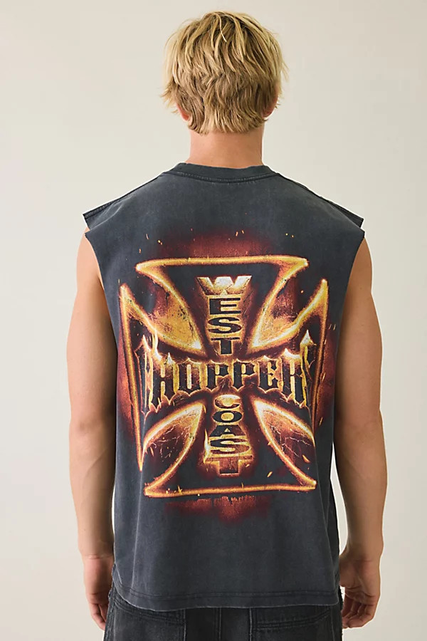 West Coast Choppers Graphic Muscle Tee in Washed Black, Men's at Urban Outfitters | Urban Outfitters (US and RoW)