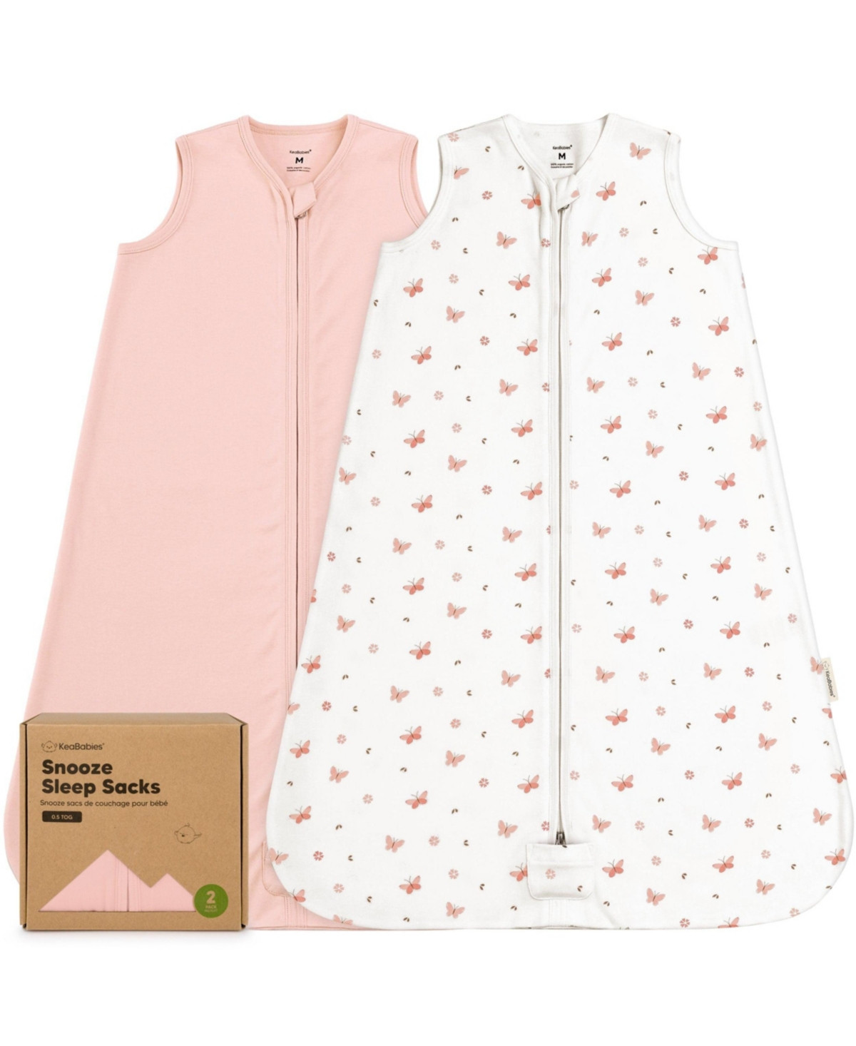 KeaBabies 2-Pack Snooze Baby Sleep Sacks, Cotton Wearable Blanket, Soft Toddler Sleeping Bag, Smooth Zipper - Butterflies | Macy's