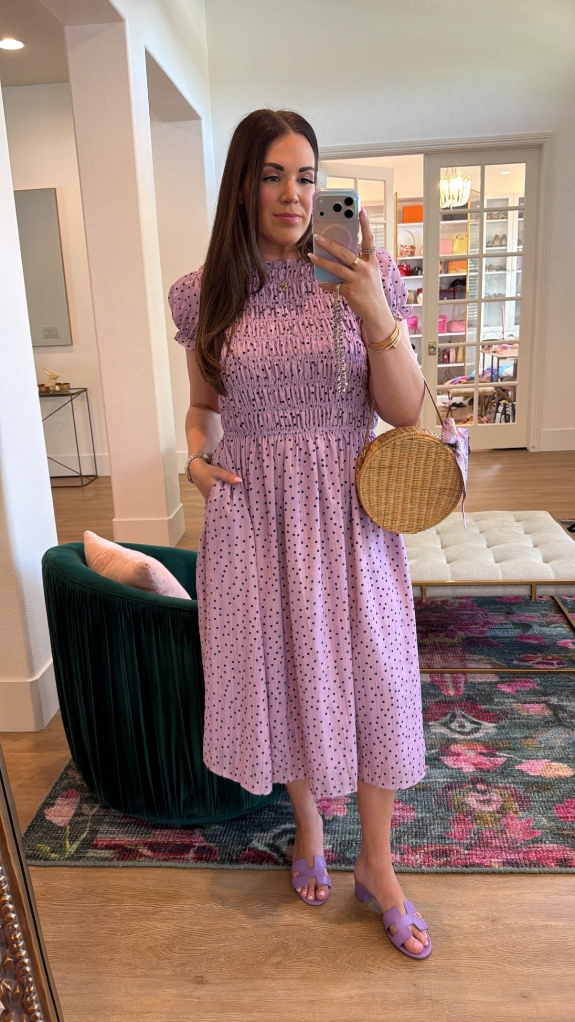 curvy midsize purple polka dot look for spring! wearing size large in midi dress. would be perfect for easter! 💜  comes in mini size too!

#LTKMidsize #LTKSeasonal