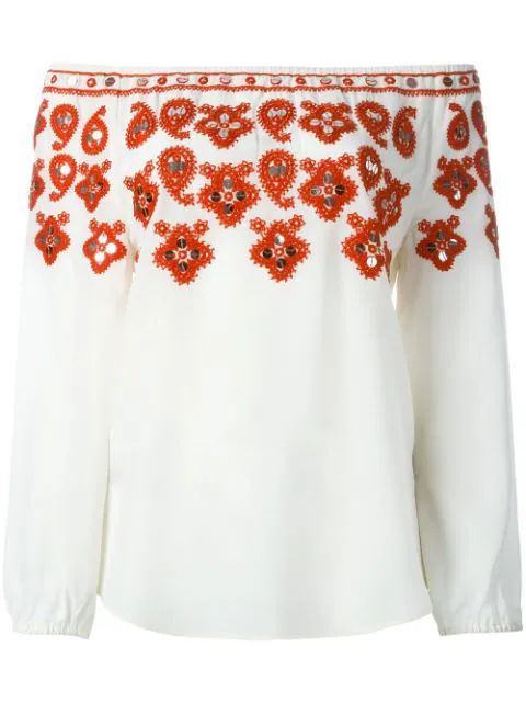 Tory Burch Embroidered Off Shoulder Blouse | FarFetch Global