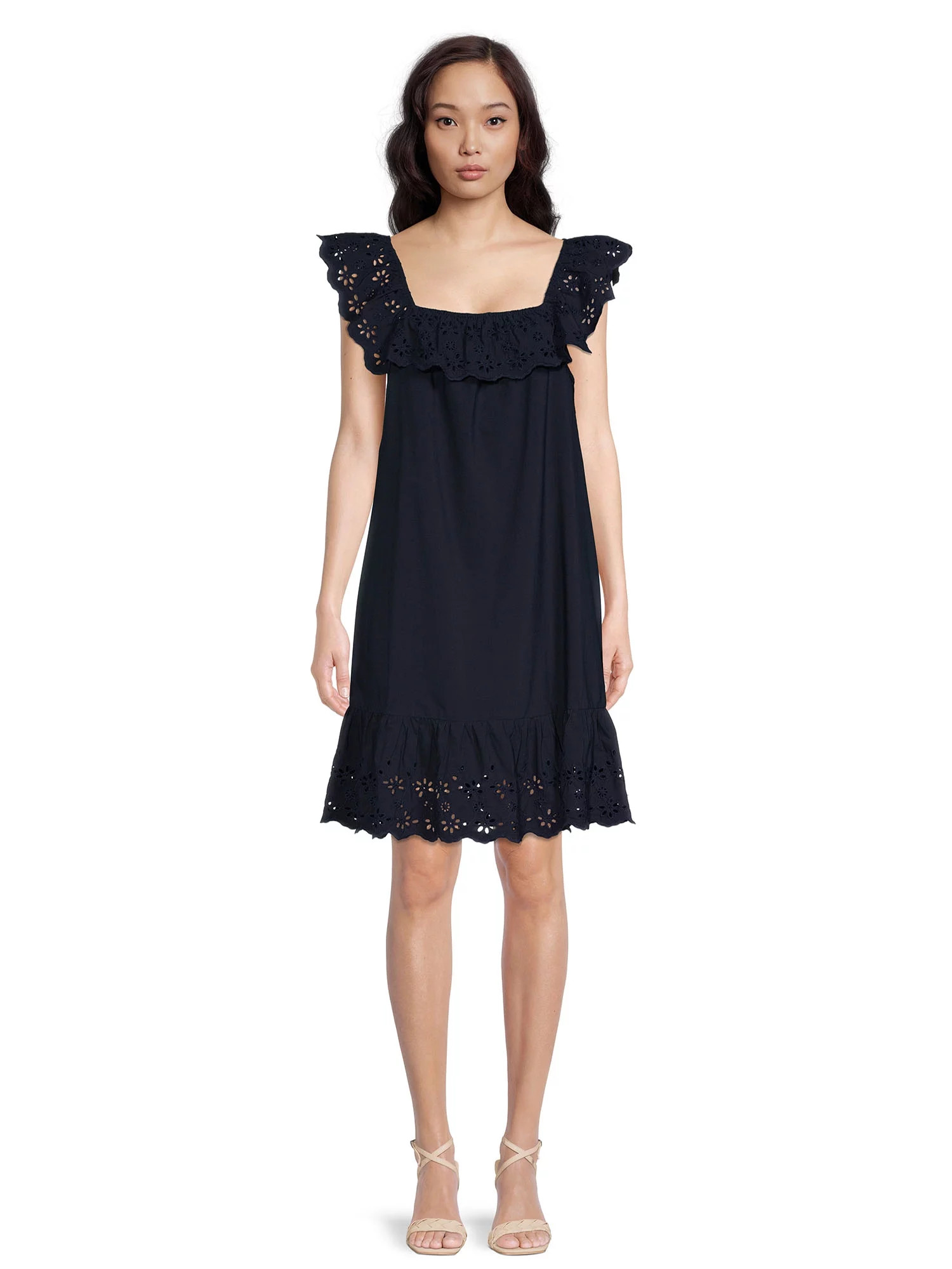 Time and Tru Women's Eyelet Ruffle Dress | Walmart (US)